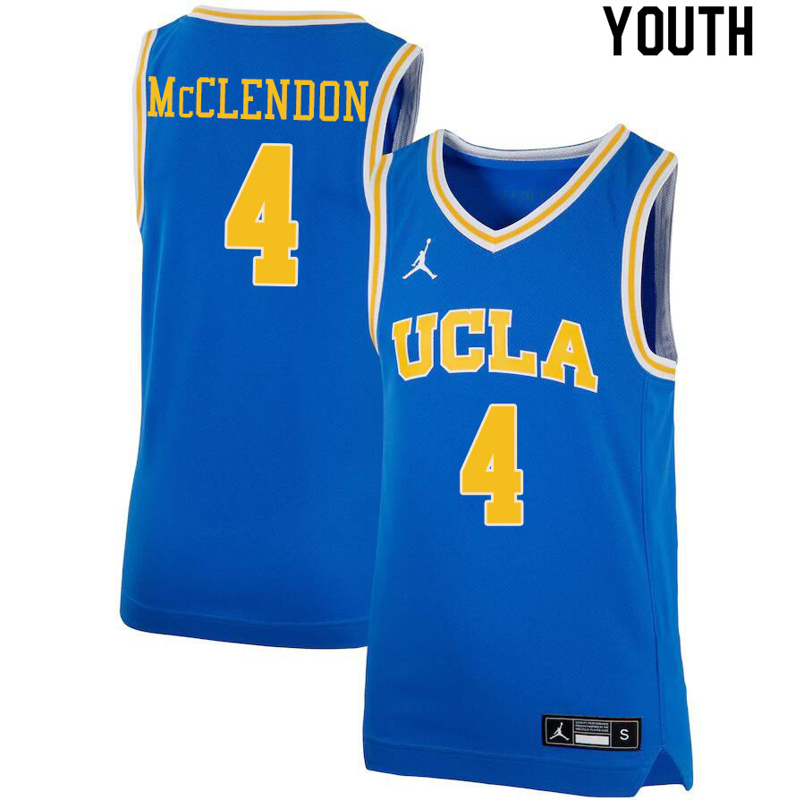 Jordan Brand Youth #4 Will McClendon UCLA Bruins College Jerseys Sale-Blue - Click Image to Close